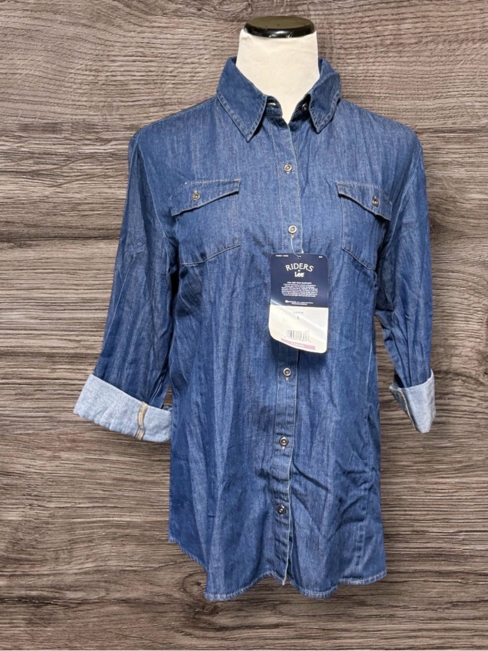 NWT Lee Riders Denim Button Down Top SZ L